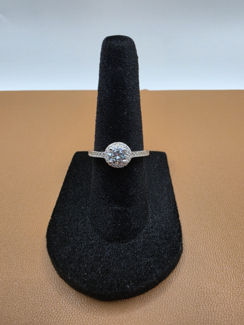 .66ctw Halo Moissanite Solitaire Engagement Ring in S925 Sterling Silver Size 5